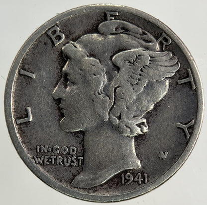 1941 US USA Mercury Dime Silver Coin | Fine Collectable Grade