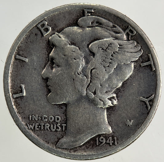 1941 US USA Mercury Dime Silver Coin | Fine Collectable Grade