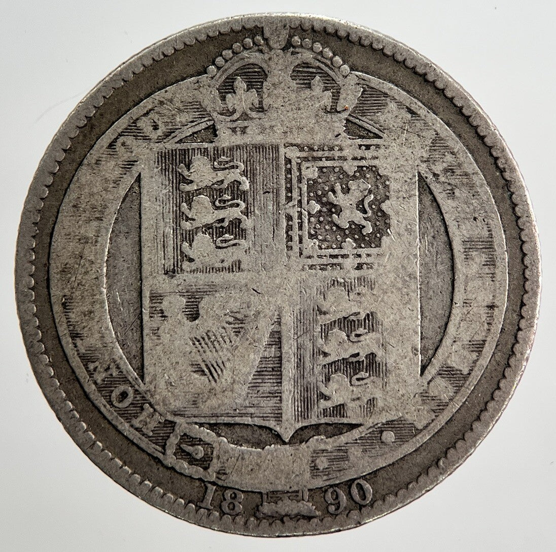 1890 Victoria Shilling Silver Coin | Fair Grade