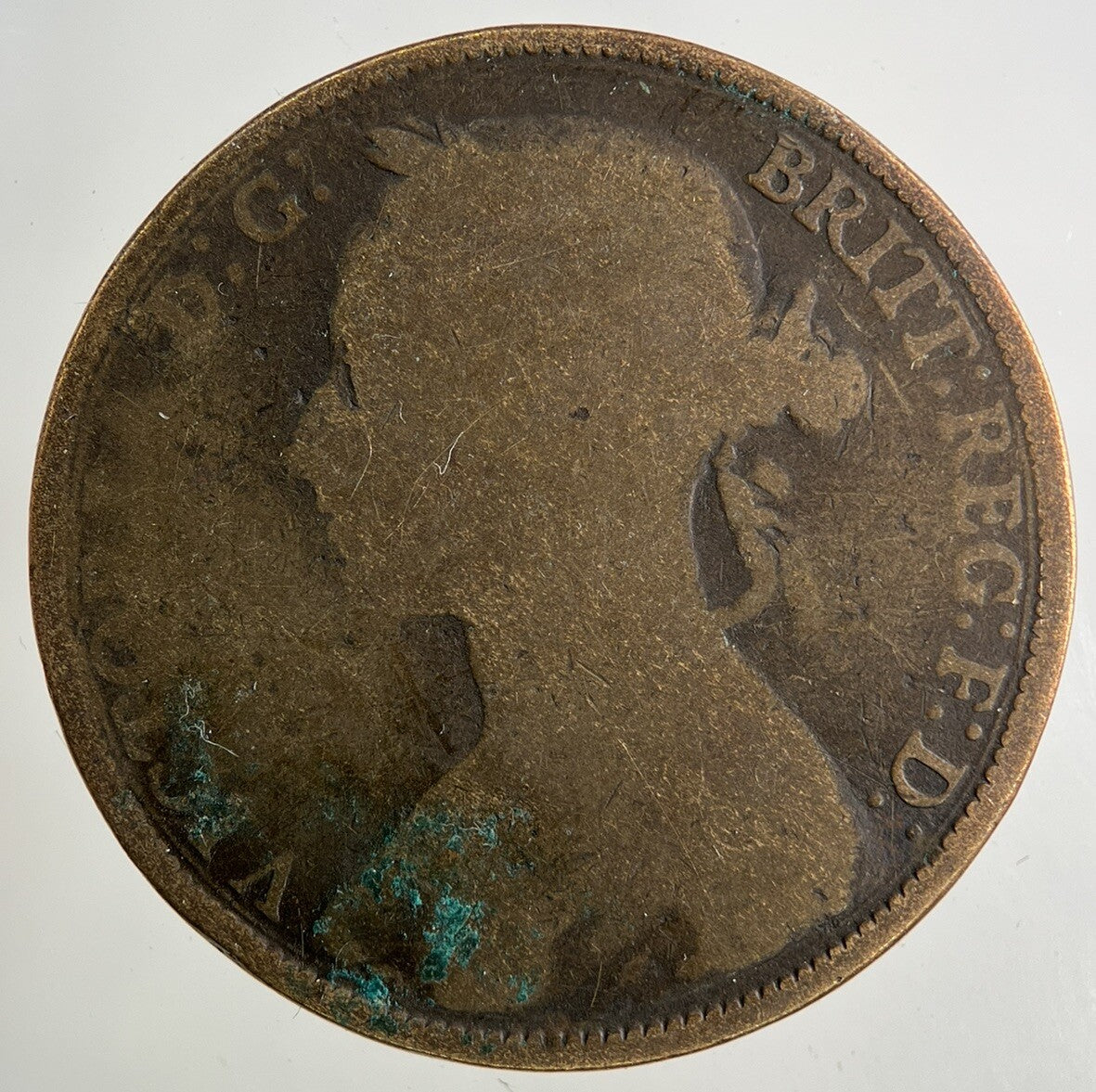 1885 Victoria One Penny Coin | Worn Grade