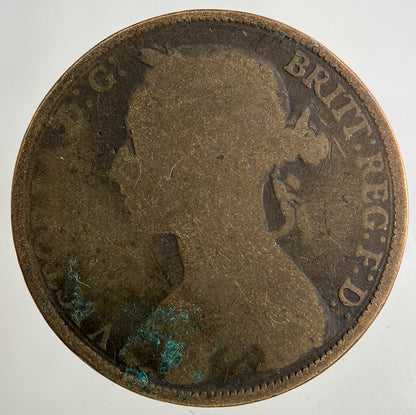 1885 Victoria One Penny Coin | Worn Grade
