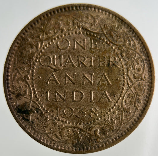 1938 India Quarter 1/4 Anna Coin | Fine Collectable Grade
