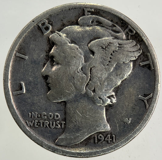 1941 US USA Mercury Dime Silver Coin | Fine Collectable Grade