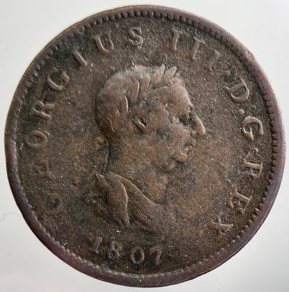 1807 George 3rd III Half - Penny British Coin | Collectable Grade | a3358