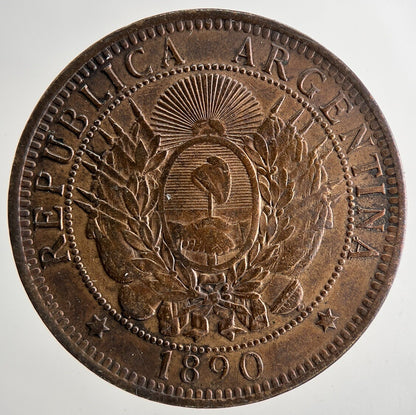 1890 Argentina Dos 2 Centavos Cents Coin | Fine Collectable Grade | a9666