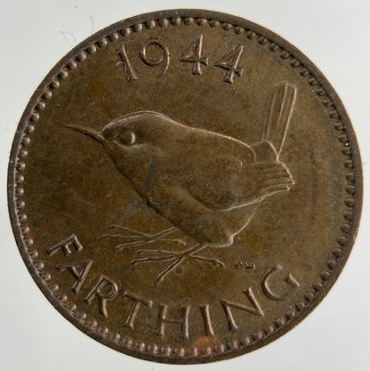 1944 George VI Wren Farthing Coin | Fine Collectable Grade