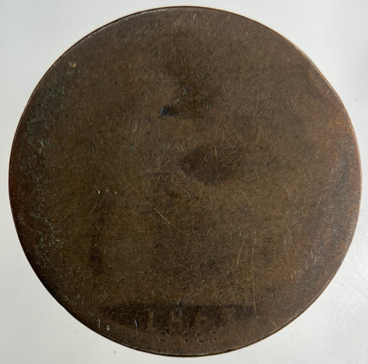 1863 Victoria One Penny Coin | Worn Grade