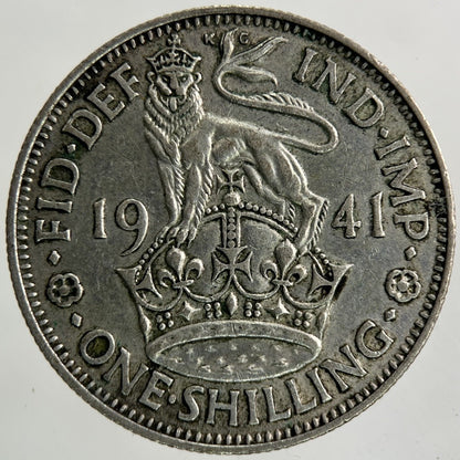 1941 George VI Shilling Silver Coin | Very High Grade