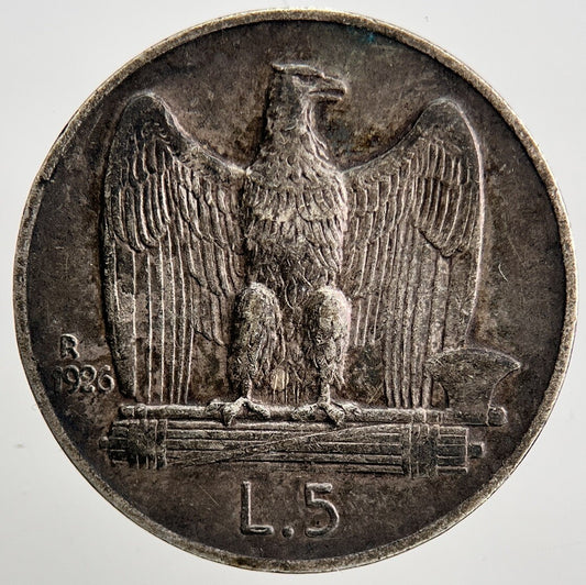 1926 - R Italy 5 Lira Silver Coin | Fine Collectable Grade