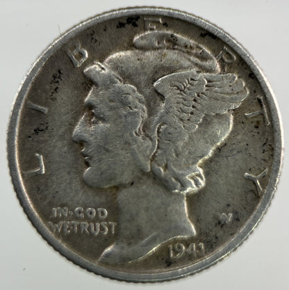 1941 US USA Mercury Dime Silver Coin | Fine Collectable Grade