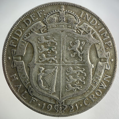 1921 George V Half - Crown Silver Coin | Fine Collectable Grade