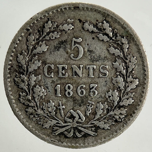 1863 Netherlands 5 Cents Silver Coin | Fine Collectable Grade