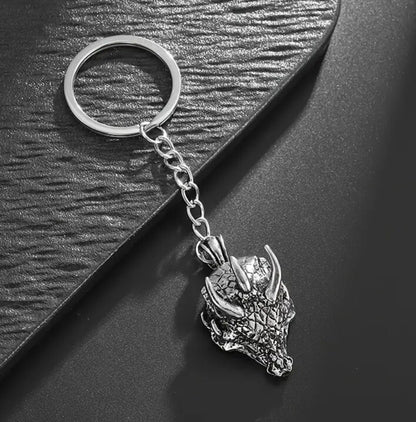 Metal Dragon Head Shaped Keyring Premium Keychain Gift UK