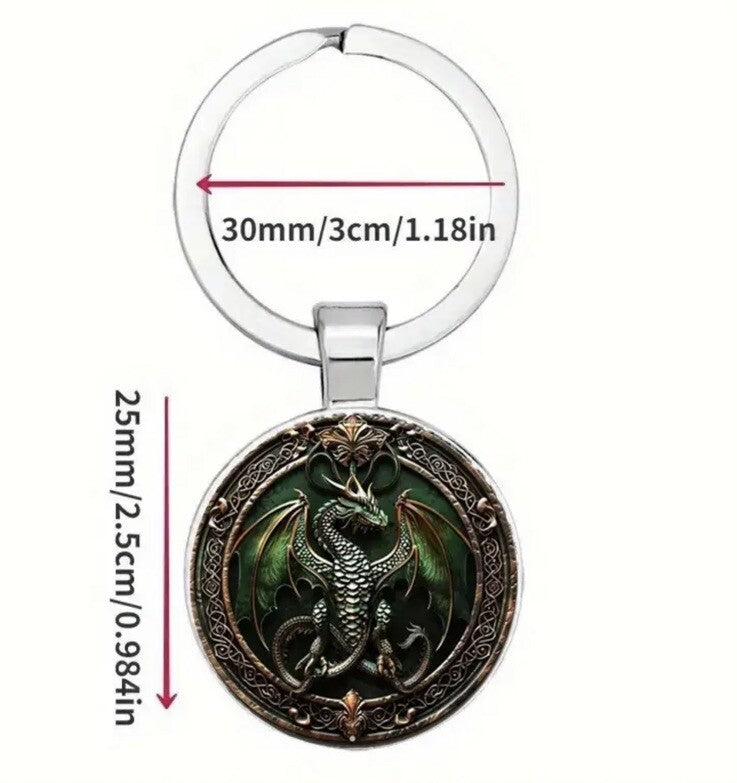 Metal Green Dragon Shaped Keyring Premium Keychain Gift UK