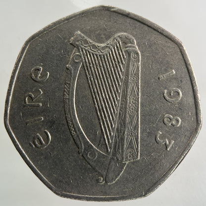 1983 Irish Ireland 50p Fifty Pence Coin | Fine Collectable Grade