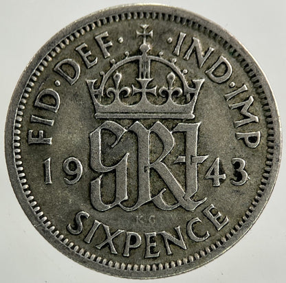 1943 George VI Sixpence Silver Coin | Fine Collectable Grade