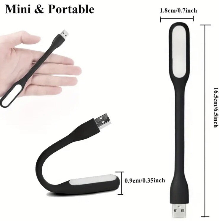 2 x Black Mini LED Night Reading Portable Travel Flexible Lights UK Stock