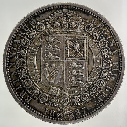 1887 Victoria Half - Crown Silver Coin | Very Fine Grade