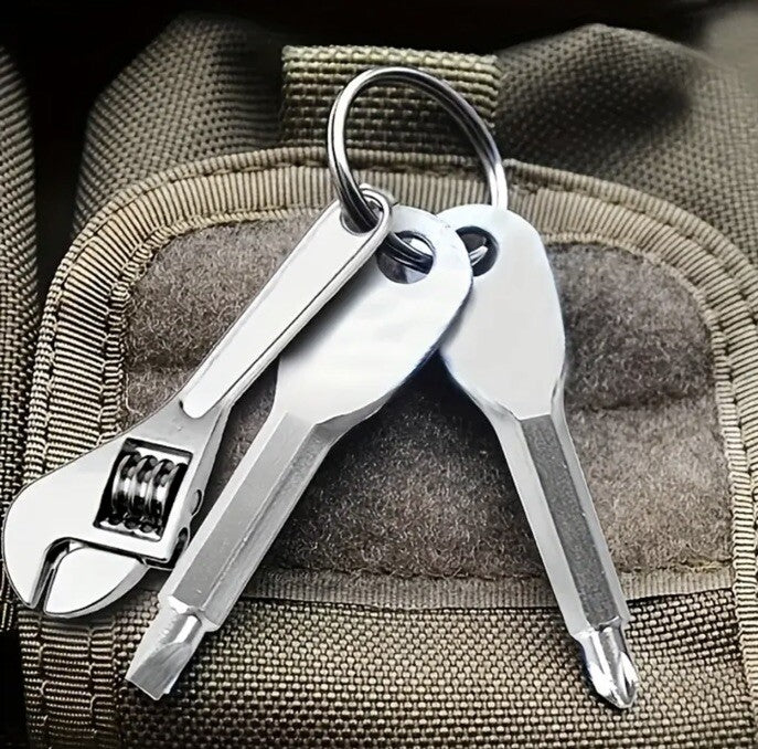 Mini Metal Toolkit Screwdrivers & Spanner Keyring Premium Keychain Gift UK