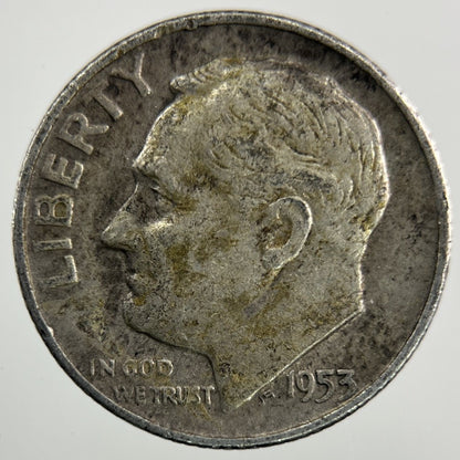 1953 - D US USA Roosevelt Dime Silver Coin | Collectable Grade