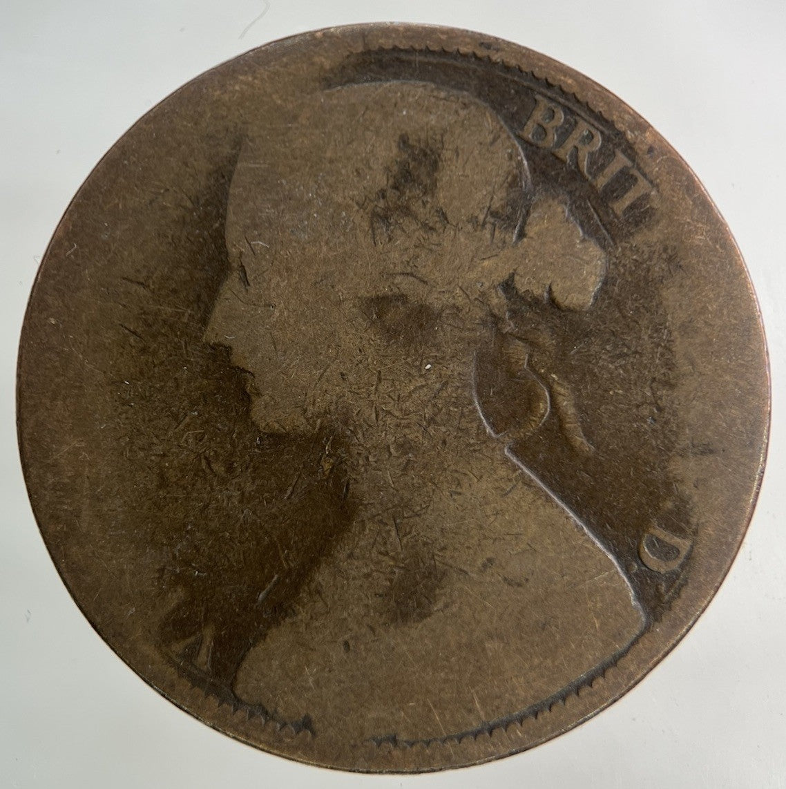 1863 Victoria One Penny Coin | Worn Grade