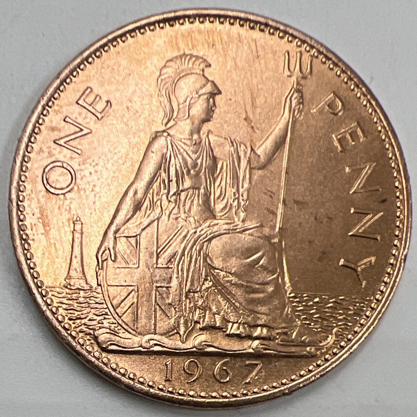1967 One Penny | British Copper Coin | Extra Fine Grade | a397