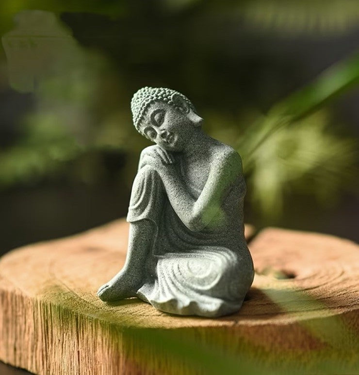 Mini Stone Outdoor Zen Meditating Buddha Statue Figurine Sculpture Gift UK