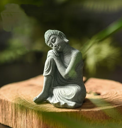 Mini Stone Outdoor Zen Meditating Buddha Statue Figurine Sculpture Gift UK