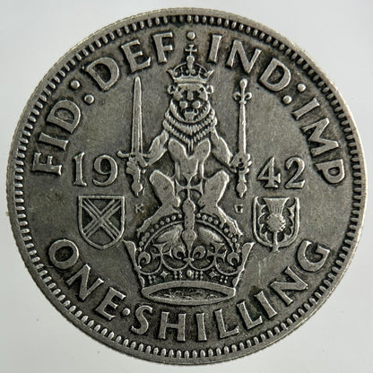 1942 George VI Shilling Silver Coin | Fine Collectable Grade
