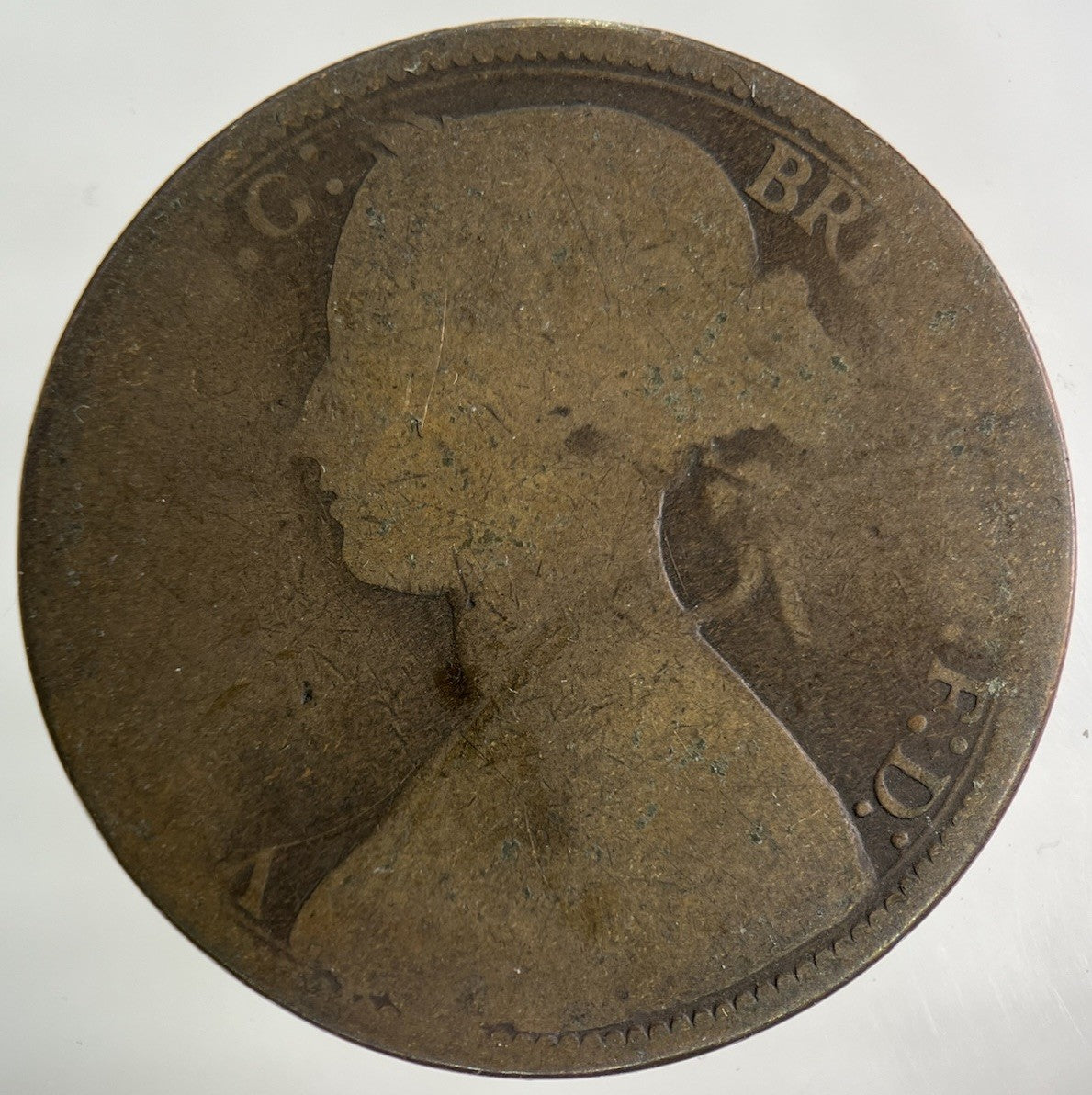 1873 Victoria One Penny Coin | Worn Grade