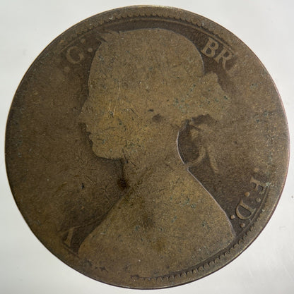 1873 Victoria One Penny Coin | Worn Grade