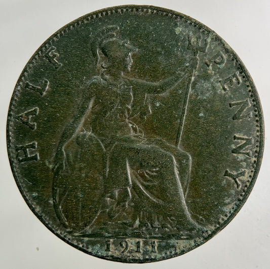 1911 George V Half - Penny Coin | Fine Collectable Grade