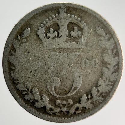 1900 Veiled Head Victoria Threepence Silver Coin | Fair Grade | a4001