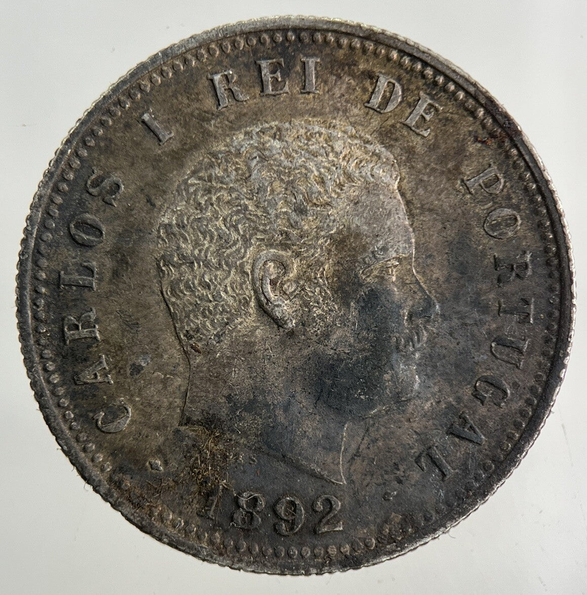 1892 Portugal 200 Reis Silver Coin | Very High Grade