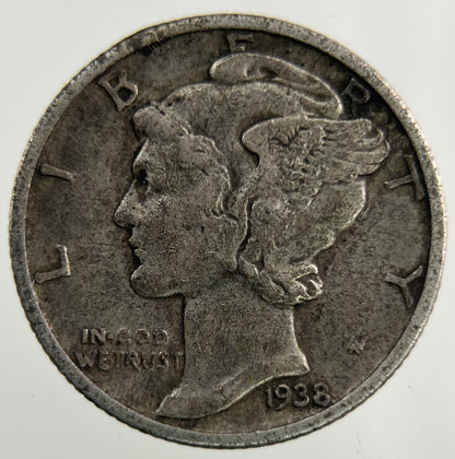 1938 US USA Mercury Dime Silver Coin | Collectable Grade