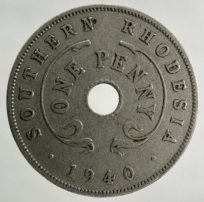 1940 Africa Rhodesia One Penny Coin | Fine Collectable Grade