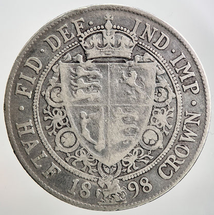 1898 Victoria Half - Crown Silver Coin | Fair Grade | a2172