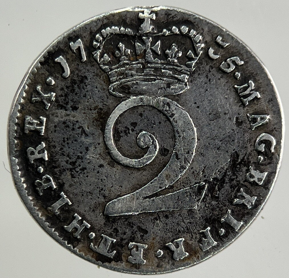 1735 George II 2nd Maundy Two - Pence 2D Silver Coin | Fine Collectable Grade
