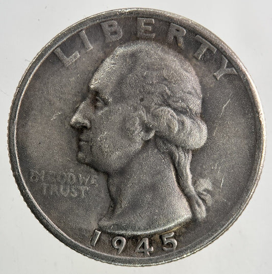 1945 - S US USA Quarter Silver Coin | Fine Collectable Grade