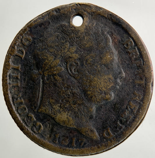 1817 Old Copper Forgery George III 3rd Shilling Coin | Collectable Grade