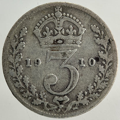 1910 Edward VII Threepence Silver Coin | Fine Collectable Grade