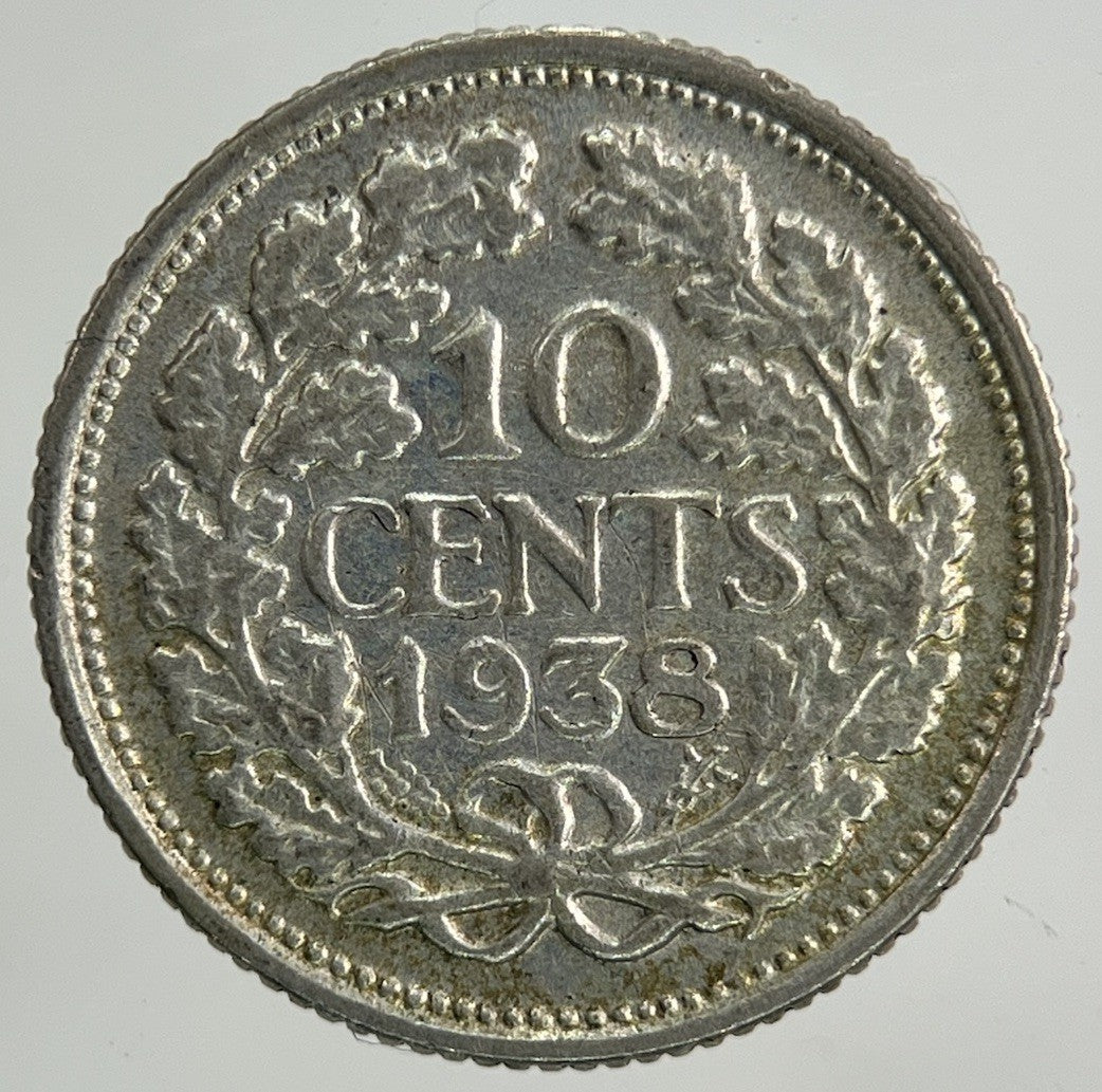 1938 Netherlands 10 Cents Silver Coin | Fine Collectable Grade