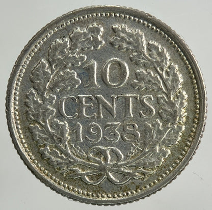 1938 Netherlands 10 Cents Silver Coin | Fine Collectable Grade