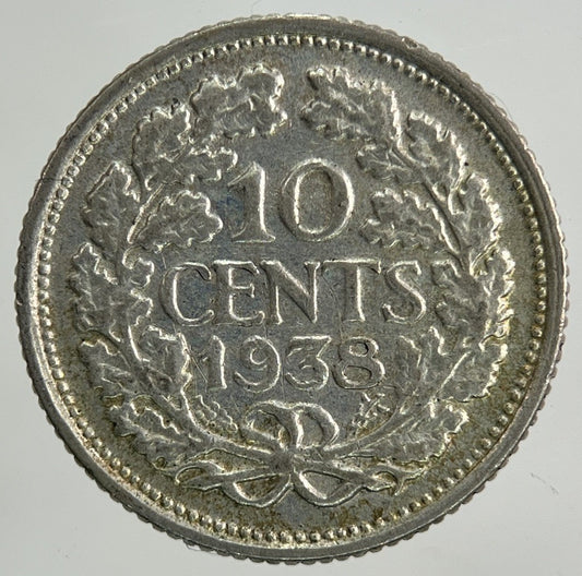 1938 Netherlands 10 Cents Silver Coin | Fine Collectable Grade