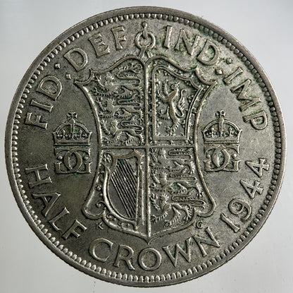 1944 George VI Half - Crown Silver Coin | Fine Collectable Grade