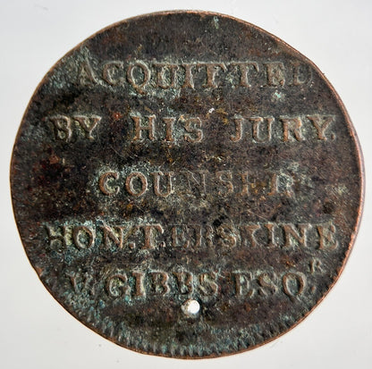1794 T Hardy Tried For High Treason Half - Penny Token | Collectable Grade | a1836