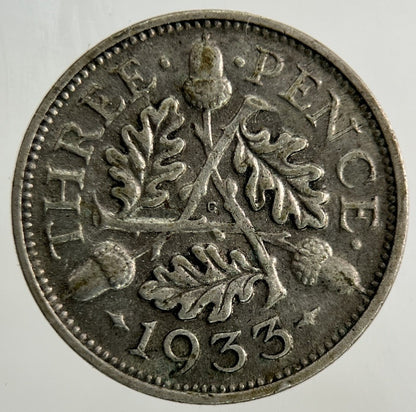 1933 George V Threepence Silver Coin | Fine Collectable Grade