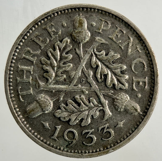1933 George V Threepence Silver Coin | Fine Collectable Grade