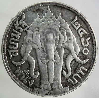 1913 - 18 Thailand Large 1 Baht Silver Elephant Coin | Fine Collectable Grade