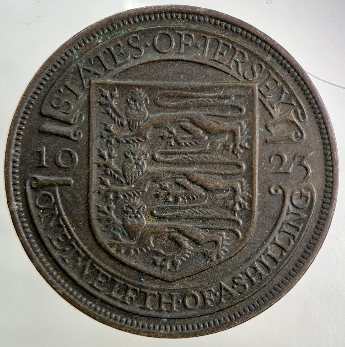 1923 Jersey 1/12 One Twelfth Of A Shilling Coin | Fine Collectable Grade